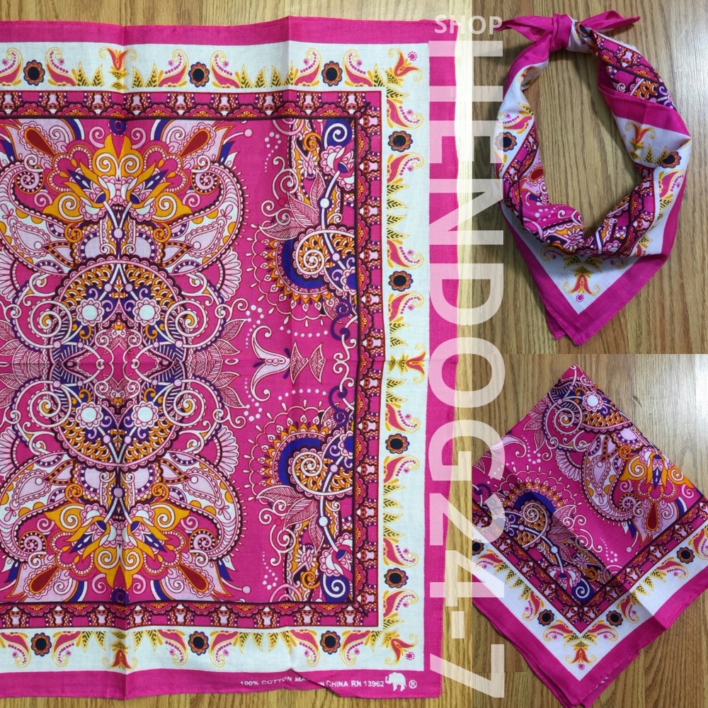 ORNAMENTAL FLORAL BANDANA SCARVE ONE SIZE